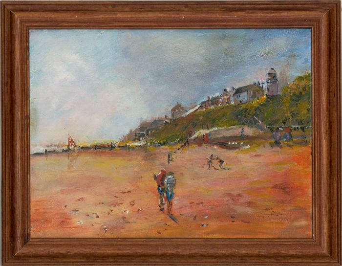 Wendy Moore - 2003 Oil, Windy Day at Cromer Beach, Norfolk