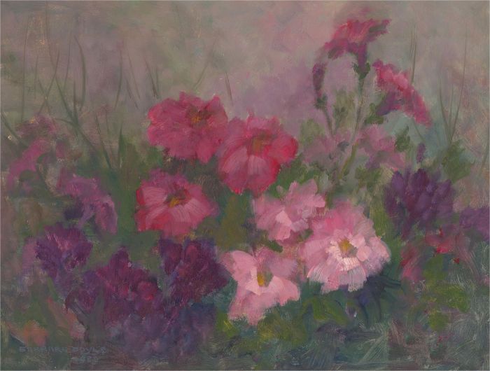 Barbara Doyle (b.1917) - 1980 Oil, Petunias
