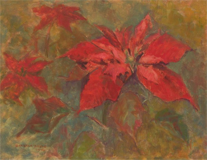 Barbara Doyle (b.1917) - 1976 Oil, Poinsettias