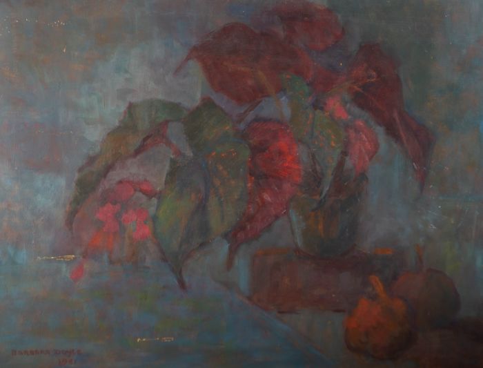 Barbara Doyle (b.1917) - 1981 Oil, Begonias And Gourds