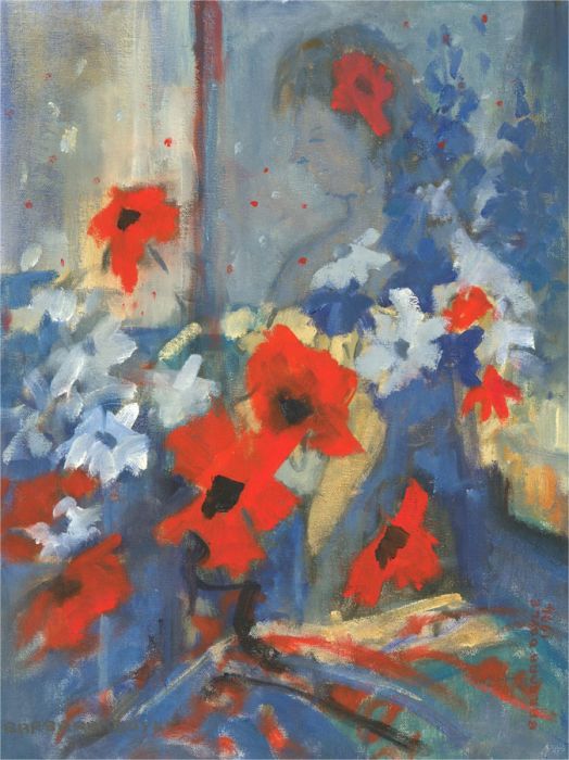Barbara Doyle (b.1917) - 1994 Oil, Red, White & Blue
