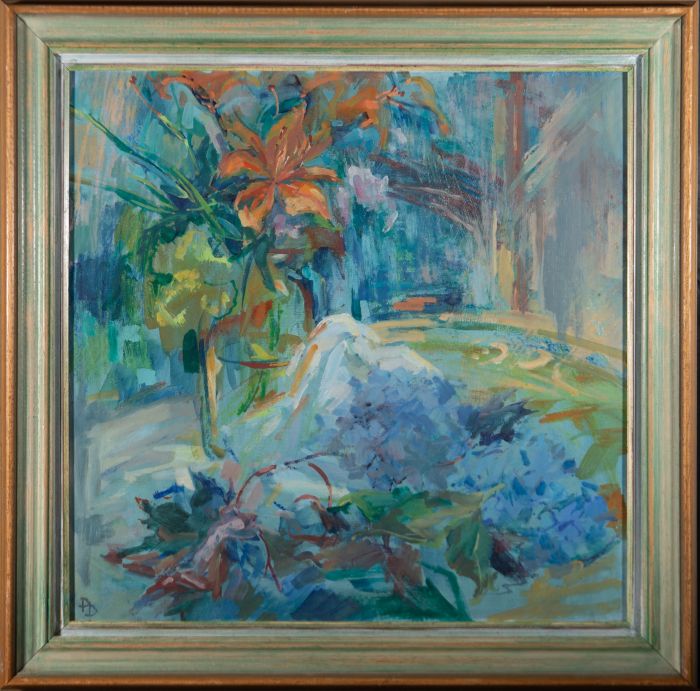 Pamela Dukes - Contemporary Oil, Still Life, Vase of Flowers