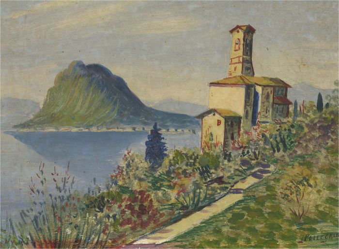 I. Pellegrini - Early 20th Century Oil, Italian Lake