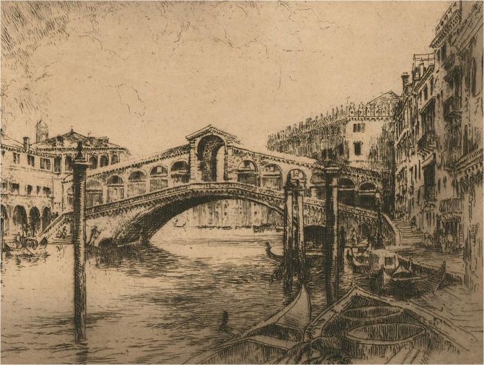 John Shapland (1865-1929) after Walter Sweet -Early 20thC Etching, Rialto Bridge