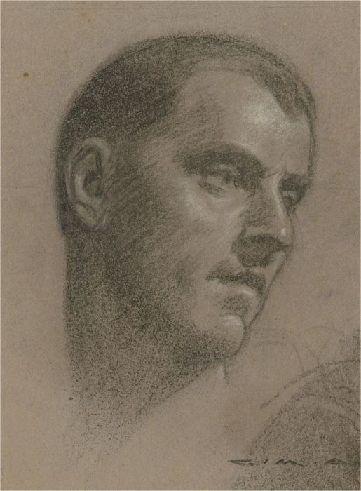 Giorgio Matteo Aicardi (1891-1985) - Chalk Pastel Drawing, Self Portrait