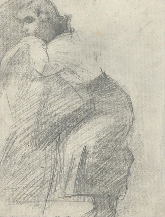 Giorgio Matteo Aicardi (1891-1985) - Graphite Drawing, Full-Length Sketch