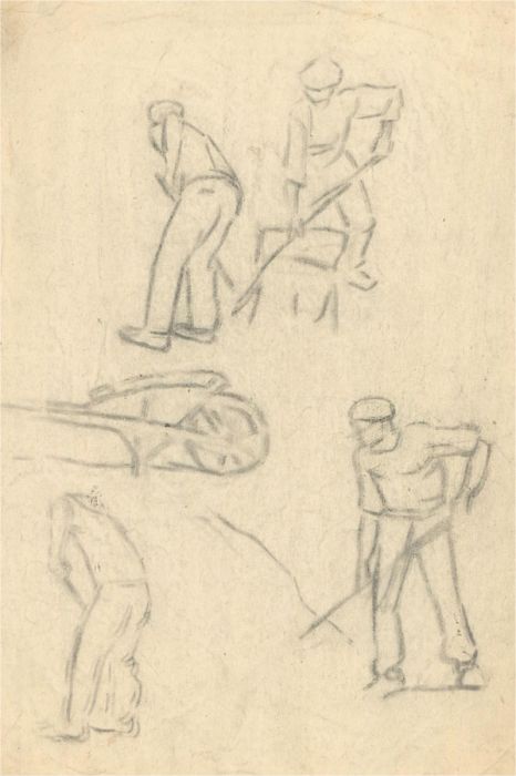 Giorgio Matteo Aicardi (1891-1985) - 1960 Charcoal Drawing, Working Studies