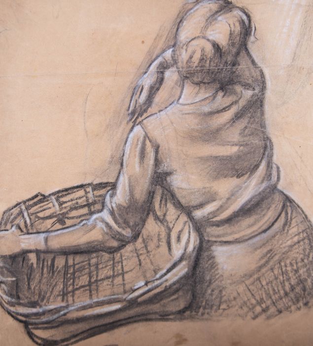 Giorgio Matteo Aicardi (1891-1985) - Mid 20th Century Pastel, Woman and a Basket