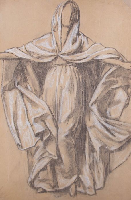 Giorgio Matteo Aicardi (1891-1985) - 1960 Charcoal Drawing, The Virgin of Mercy