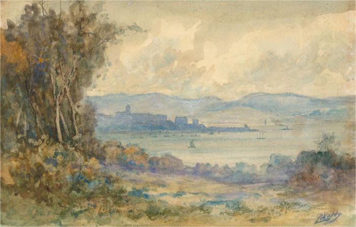 P. Perry - Early 20th Century Watercolour, View Across A Coastal Inlet