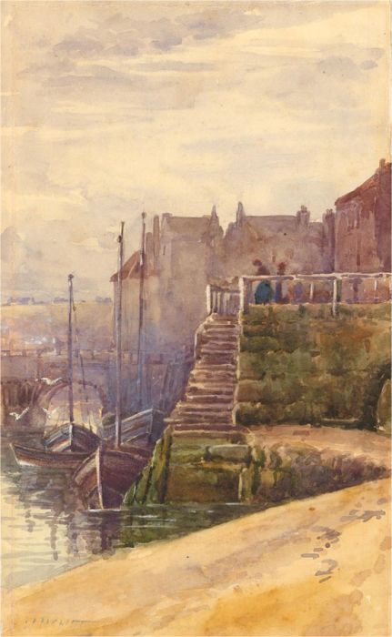 W. Hewitt - Early 20th Century Watercolour, Steps To The Water