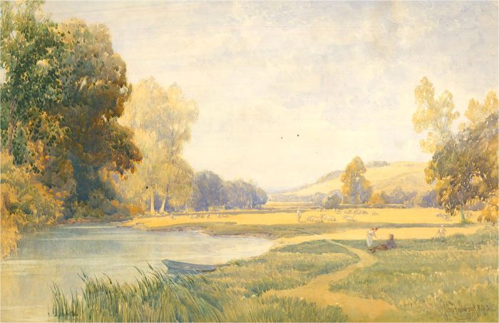John Fullwood RI RBA (1854-1931) - Watercolour, Tranquil Farmland