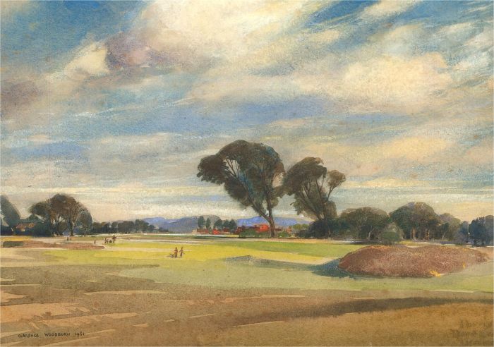 Clarence Woodburn - 1961 Watercolour, Golf Course, Timperley, Cheshire