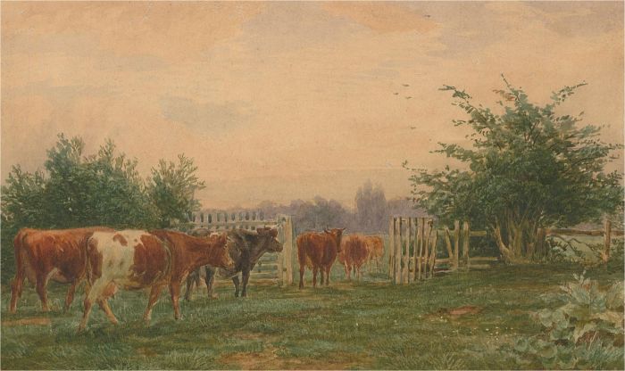 John Macpherson (fl. 1858-1891) - 1890 Watercolour, Changing Pastures