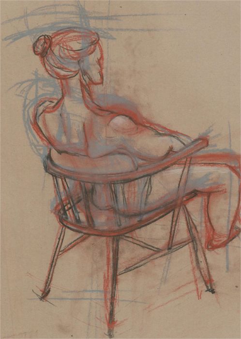 Hendrik Grise (1917-1982) - 20th Century Pastel, Figure and Chair