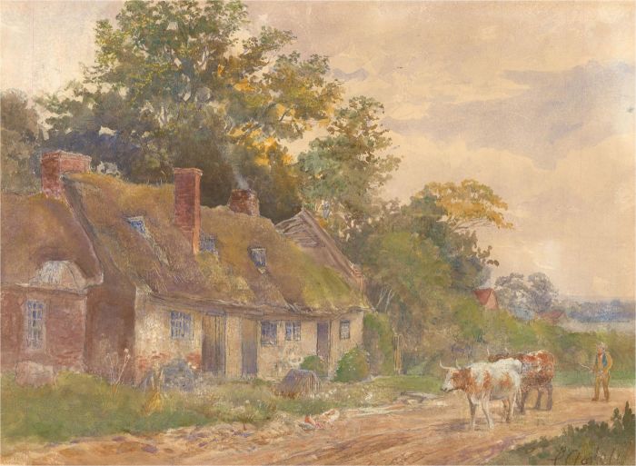 E.C. - Early 20th Century Watercolour, Village Scene