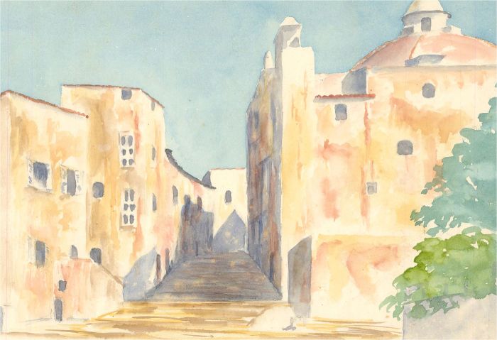 Contemporary Watercolour - Sunlit Street