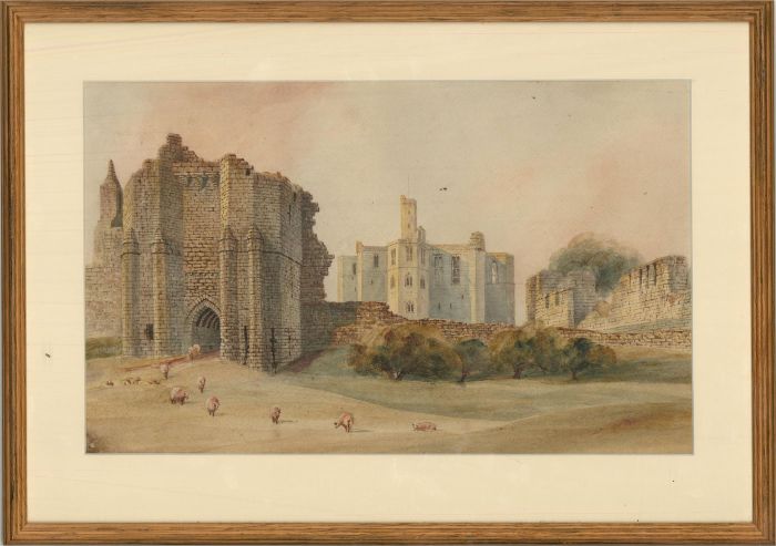 Attrib. Frederick Nash RWS (1782-1856) - Watercolour, Warkworth Castle