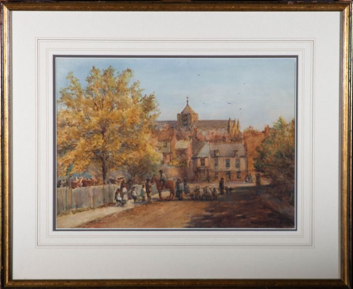 Early 20th Century Watercolour - Sheep In The Street