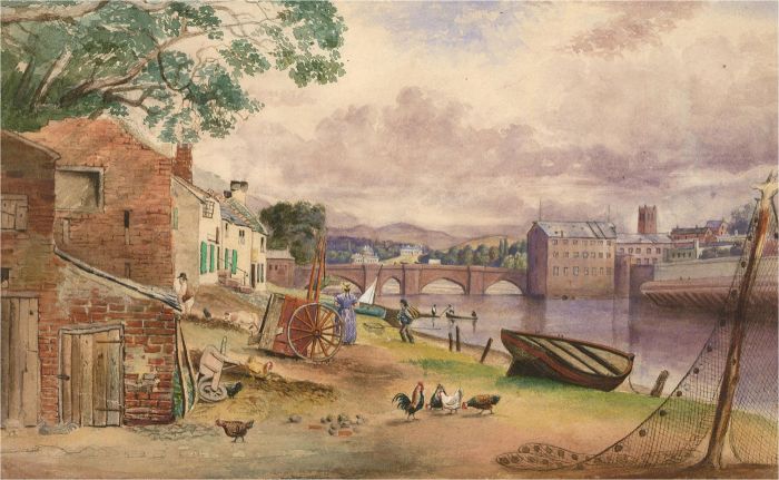 Late 19th Century Watercolour - River Scene with Figures