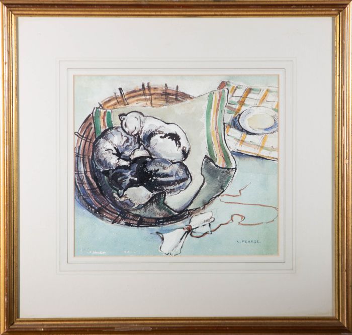 Norah Pearse (1889-1981) - Framed Mid 20th Century Watercolour, Sleeping Kittens