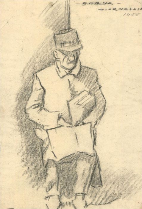 Giorgio Matteo Aicardi (1891-1985) - 1950 Charcoal Drawing, Berna