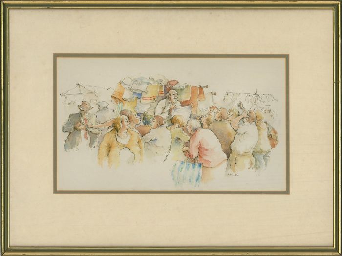 Anne Moorse - 1987 Watercolour, Market Stall