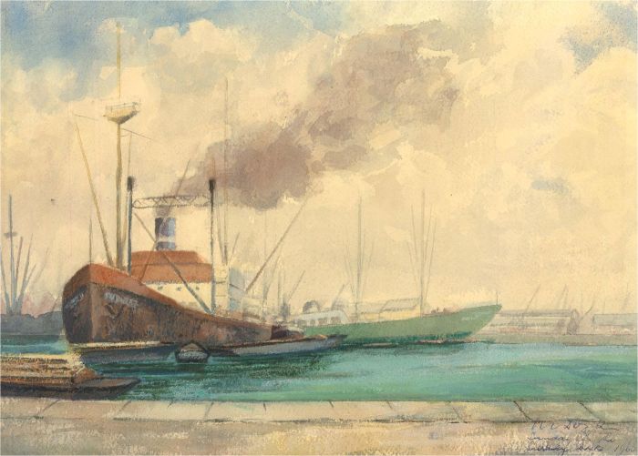 Wallace Francis Doyle (1901-1980) - 1960 Watercolour, Sunday at the Surrey Docks