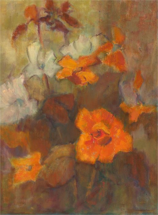 Barbara Doyle (b.1917) - Contemporary Oil, Begonias