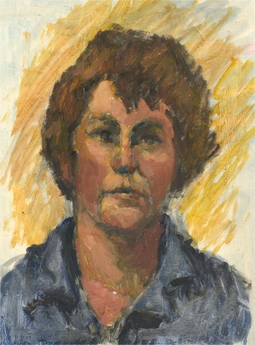 Barbara Doyle (b.1917) - 20th Century Oil, Woman in Blue Shirt