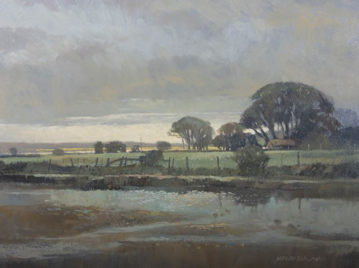 Norman J. Battershill RBA ROI PS (1922-2010) - 1977 Oil, Sussex Landscape