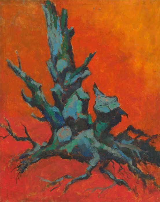 Barbara Doyle (b.1917) - Contemporary Oil, Fiery Tree Stump