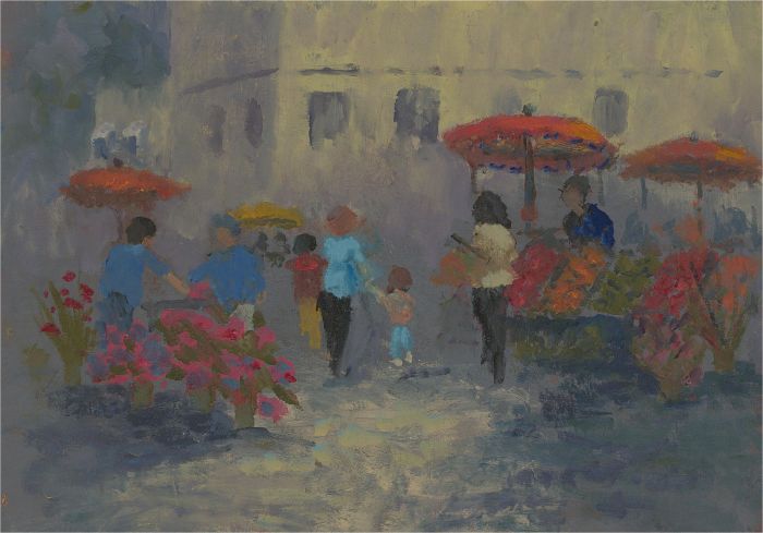 Barbara Doyle (b.1917) - Contemporary Oil, Market Day