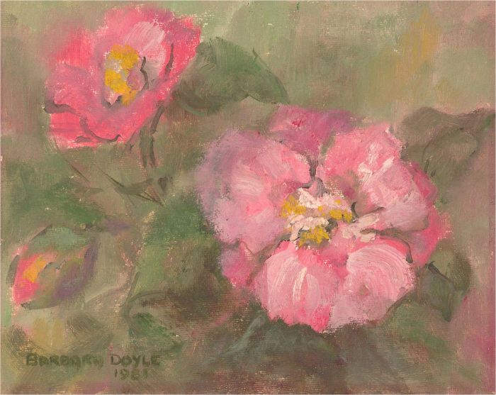Barbara Doyle (b.1917) - 1981 Oil, Pink Camellias
