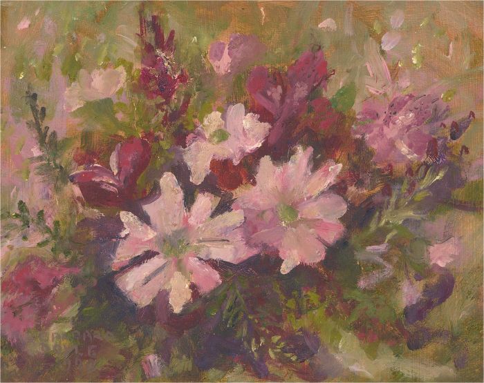 Barbara Doyle (b.1917) - 1998 Oil, Purple Bouquet