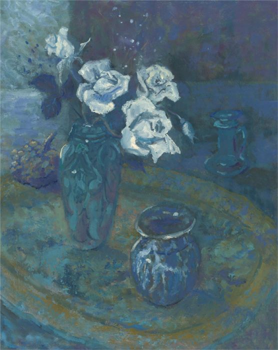 Barbara Doyle (b.1917) - Contemporary Oil, Still Life In Blue