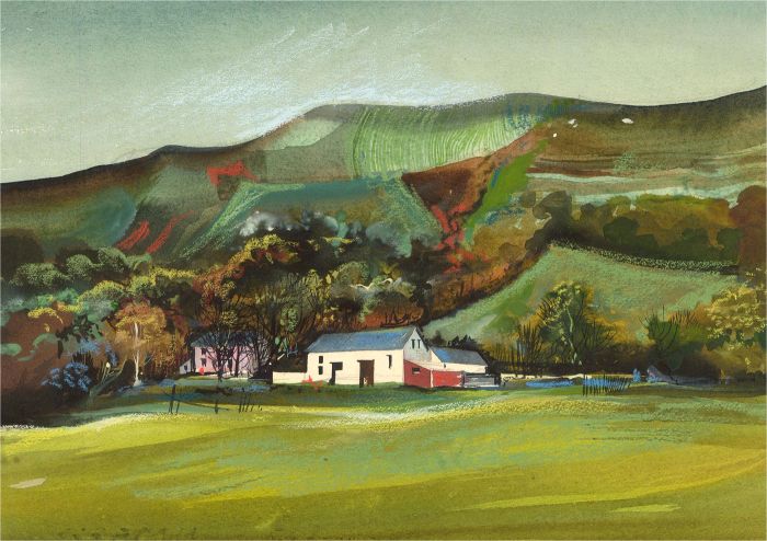 Ray J. Weston - 20th Century Watercolour, Farm in the Hills