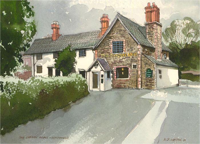 Ray J. Weston - 1991 Watercolour, The Curzon Arms, Woodhouse Eaves