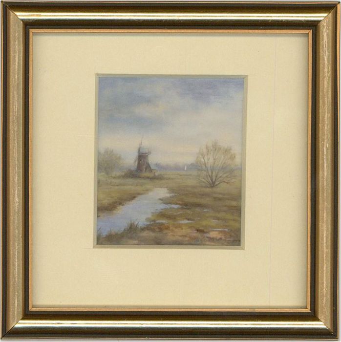 Margaret Carver RMS SWA - Contemporary Oil, Horsey Mill, Norfolk