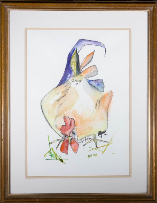 Marg Hewson - 1999 Watercolour, Chicken and Chick