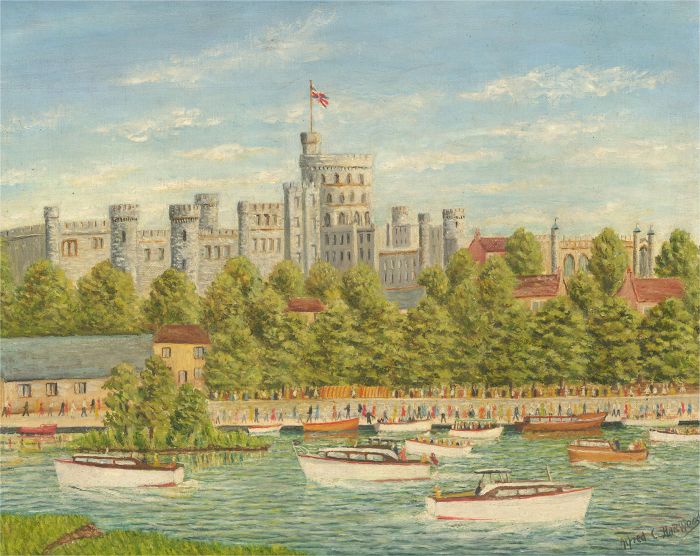 Alfred C. Harwood - Mid 20th Century Oil, Summer Day, Windsor Castle