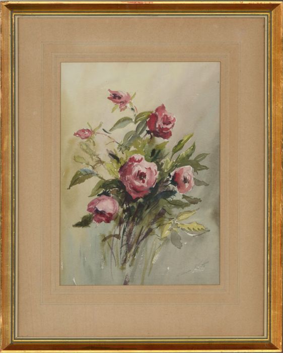 Claude Kitto (1913-2004) - 20th Century Watercolour, Purple Roses