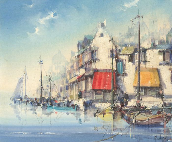  Jorge Aguilar-Argon (b.1936) - Contemporary Oil, Sunlit Shutters