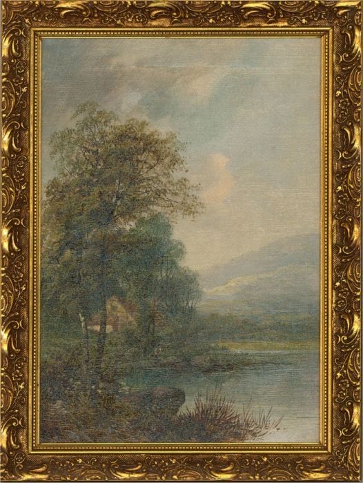 Early 20th Century Oil - Fishing In The Valley