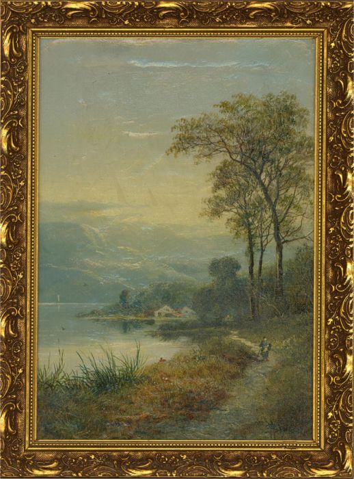 William Stone (1842-1913) - 19th Century Oil, Lake in the Mountains