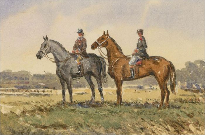John Weston Gough (1929-2019) - 20th Century Watercolour, Men on Horseback