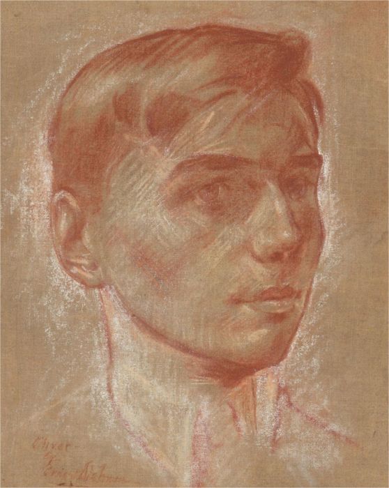 Ernest Benham Dielman (1893-1972)  - Early 20th Century Sanguine, Oliver