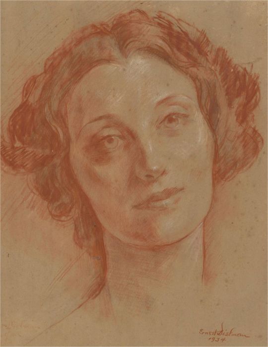 Ernest Benham Dielman (1893-1972)  - 1934 Sanguine, Portrait of a Woman