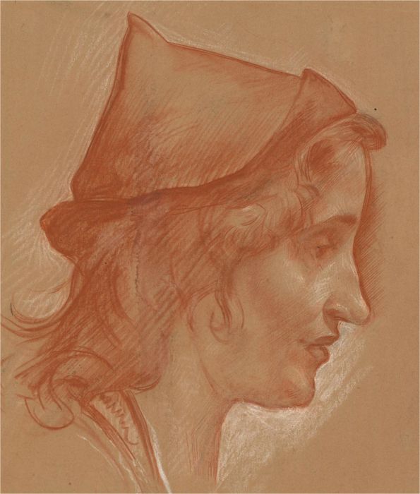 Ernest Benham Dielman (1893-1972)  - 1940 Sanguine, Woman in an Archer's Hat