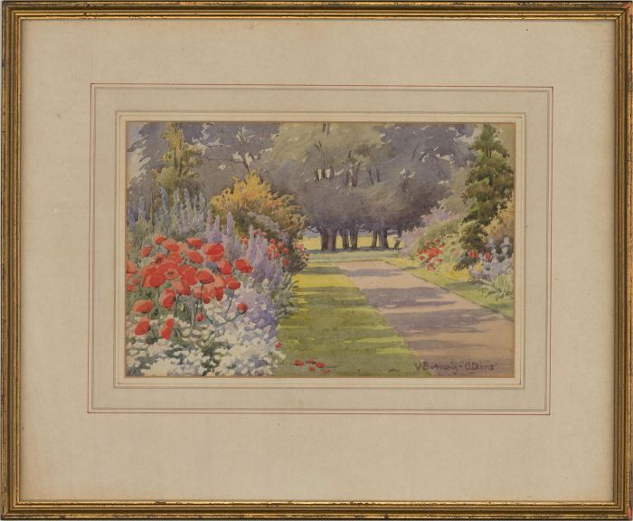 V. Burnaby-Atkins - 20th Century Watercolour, Garden in Bloom